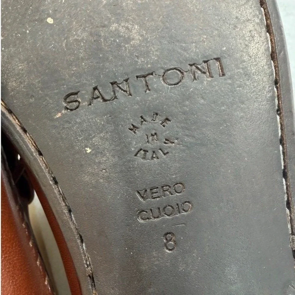 Santoni Made in Italy Brown‎ Leather Tassel Kiltie Loafers Men's Size 8 D